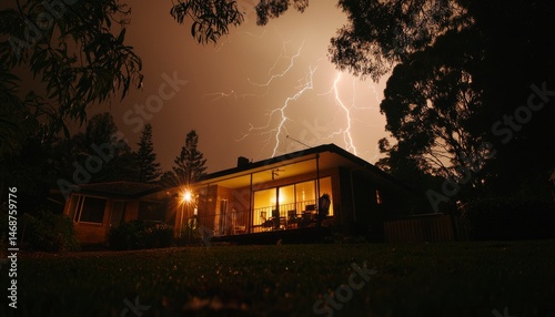 Obraz na płótnie Stormy Night House w salonie