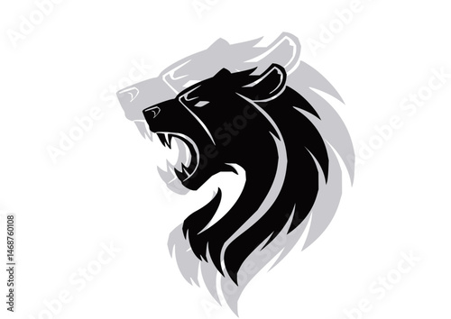 Majestic lion roaring with open jaws, illustrated in dynamic vector style. Ideal for gaming emblems and apparel, representing strength, authority, and unstoppable energy on and off the battlefield.