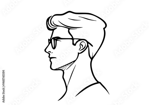 Stylish male silhouette with mohawk hairstyle and confident neck posture. Ideal for bold barbershop posters, alternative salon branding, or expressive male avatar and icon applications