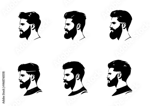Elegant head silhouette of a man with slicked-back hair, firm neck posture. Ideal for upscale salon branding, professional barbershop visuals, or refined avatar and icon sets