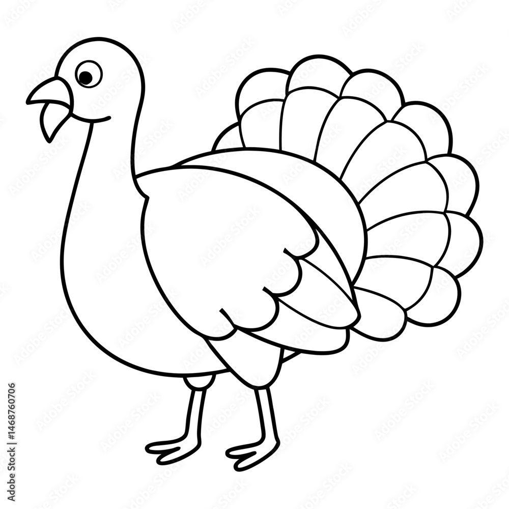 Cute Turkey Vector Line Art for Thanksgiving Cute Turkey Vector Line Art for Thanksgiving
