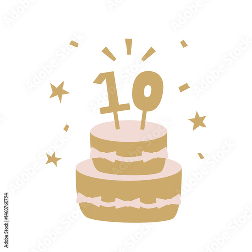 10周年記念ケーキのイラスト