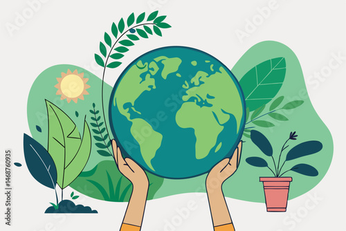 20 Earth globe, green and blue, hands holding, eco-friendly, environmental conservation, grass, leaves, plant pot, sustainability, nature protection, organic, planet care, green energy, biodiversity, 