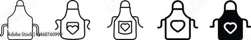 Apron Icon Vector Set Featuring Silhouette Kitchen Aprons in Trendy Flat Design Style, Cooking Wear Symbols, Chef Apparel Graphics, and Culinary Protection