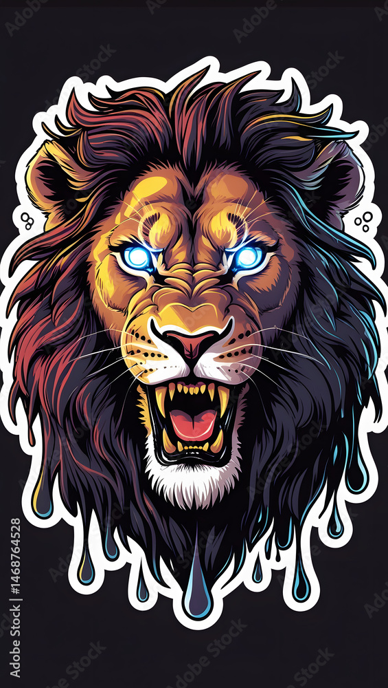 Obraz premium lion head with scary eyes, can be used for stickers and others