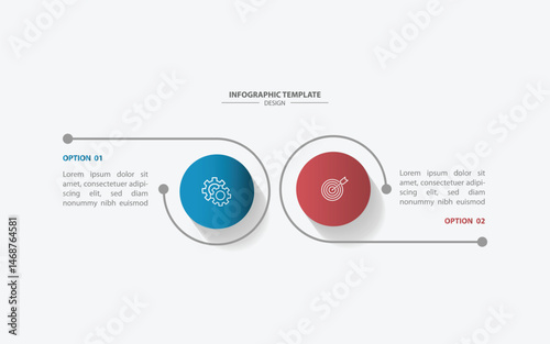 2 step infographic template design vector for business and presentation with line and circle 