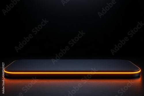 Wallpaper Mural Sleek Rectangular Object with Orange Glow on Dark Background Torontodigital.ca