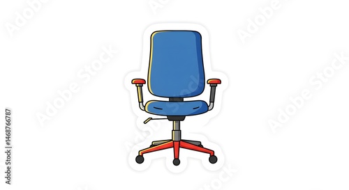 Illustration of Blue and Red Office Chair