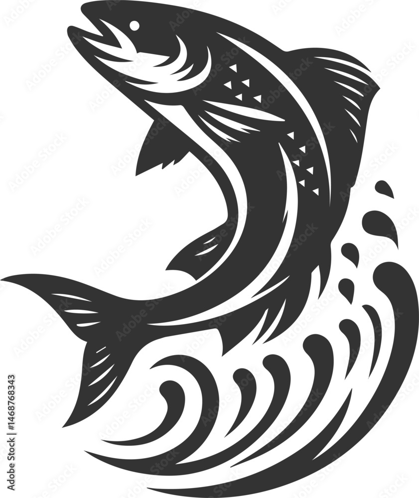 Obraz premium Vector salmon fish silhouette