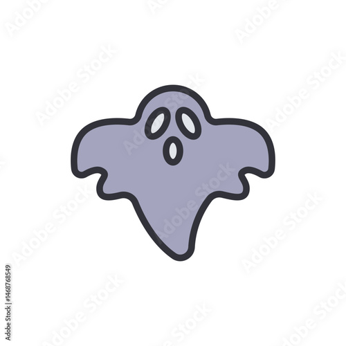 Isolated cartoon spectral apparition with eerie eyes floating in the void