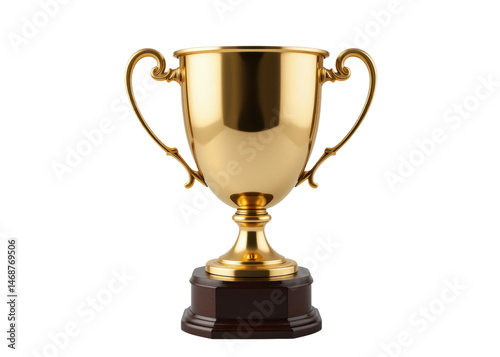 Wallpaper Mural Golden trophy cup with wooden base isolated on transparent background, Victory, Award, Success. Torontodigital.ca
