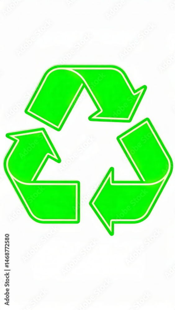 Obraz premium Green recycling symbol on a white background representing eco friendly practices and sustainable living for environmental protection