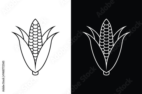 Corn Line Art Illustration. Simple Continuous Line Vector Design