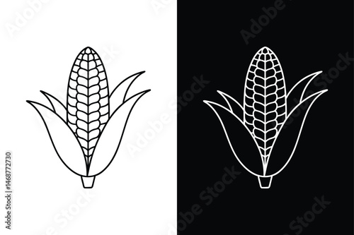 Corn Cob Line Art Vector. Clean Stroke Icon in Minimal Style