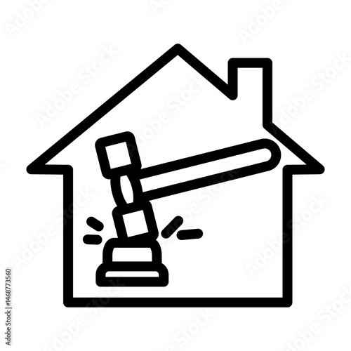 Real Estate Auction Vector Line Icon Design