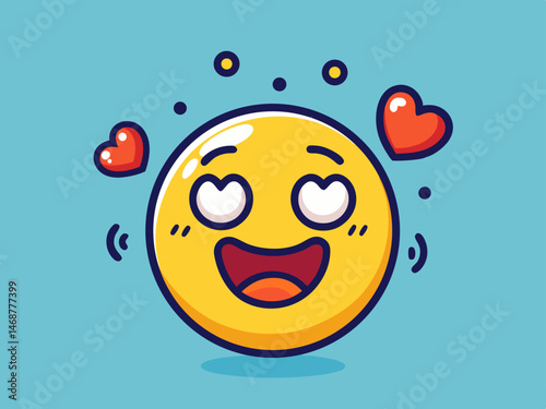 emoji face doodle icons   happy  sad  love  shock 