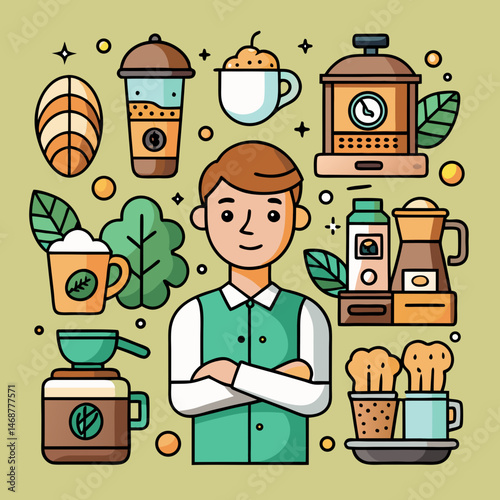 coffee shop icon doodles   barista  beans  espress (1)