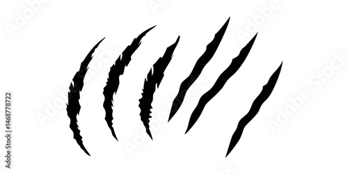 Animal Claw scratches mark set. Cat tiger scratches signs vector.Abstract dark image with vertical lines.A solid black background displays subtle vertical lines or streaks,