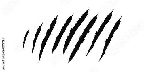 Animal Claw scratches mark set. Cat tiger scratches signs vector.Abstract dark image with vertical lines.A solid black background displays subtle vertical lines or streaks,