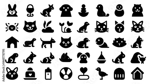 Pets Line Icon Set Vector Pictograms of Cat and Dog Graphics