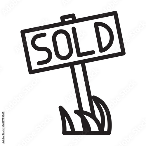 Sold Sign Vector Line Icon Design