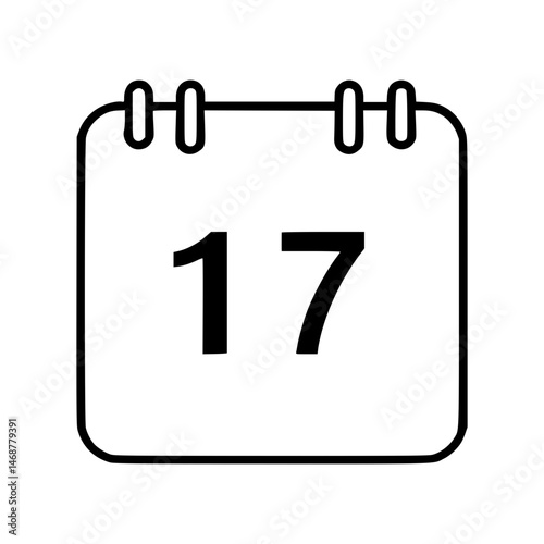 Calendar Date Icon Illustration Vector - Seventeen Day Minimalist Flat Design 2023