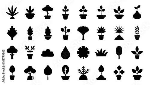 Plant tree icon set vector glyph pictograms of leaf in assorted styles tailored for nature conservation and environmental awareness projects
