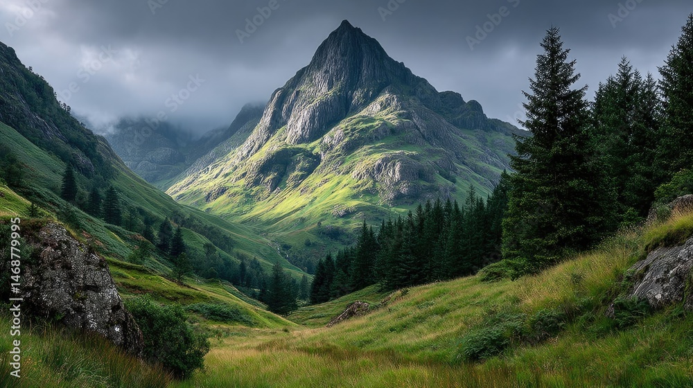 Obraz premium Majestic highland landscape with clouds above mountain peak scotland nature photography dramatic view