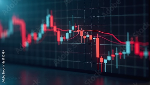 Investment loss chart with bearish candles and declining market trend