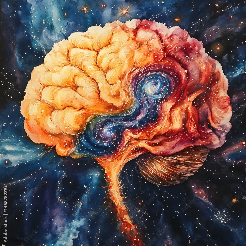 Obraz premium Cosmic brain, interconnected with universe