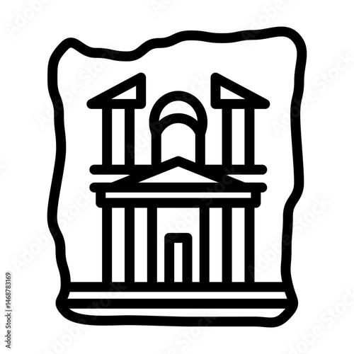 Petra Treasury Vector Line Icon Design