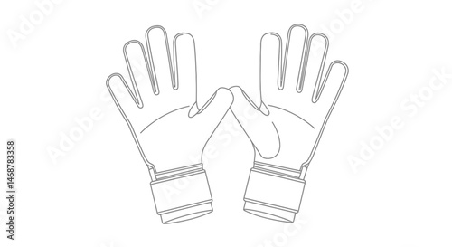 Simple Line Drawing of a Goalkeepers Glove