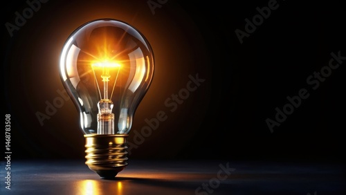 Glowing Bulb on Black Background, pure light, bright color,  pure light, bright color, high contrast