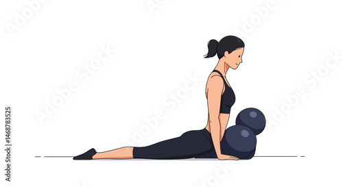 Stylized leg with black slipper resting horizontally on a line