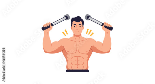 Cartoon Arm Flexing with Dumbbell Showing Strength and Determination