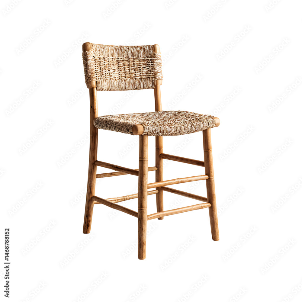 Elegant Wooden Chair with Woven Seat and Backrest for Modern Interior Decoration Elegant Wooden Chair with Woven Seat and Backrest for Modern Interior Decoration