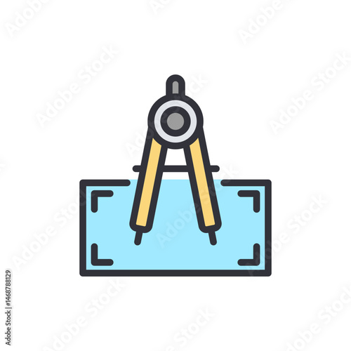 Geometry Precision Crafting: A Compass on a Technical Drawing Blueprint