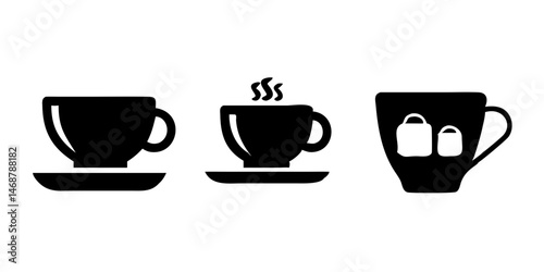Coffee cup silhouette,Simple Black and White Tea/Coffee Cup and Saucer Silhouette Set. Coffee and tea cups silhouette, Tea and coffee cup icon vector.