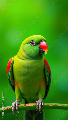 green parrot on a branch