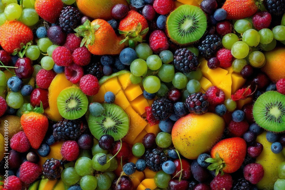Vibrant Mix of Mixed Fruits Against Solid Background for Creative Culinary Designs Vibrant Mix of Mixed Fruits Against Solid Background for Creative Culinary Designs
