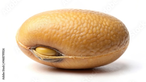 Obraz na płótnie Detailed view of a single soybean seed with its ridged surface and brown color against a white background, agriculture, seeds w salonie