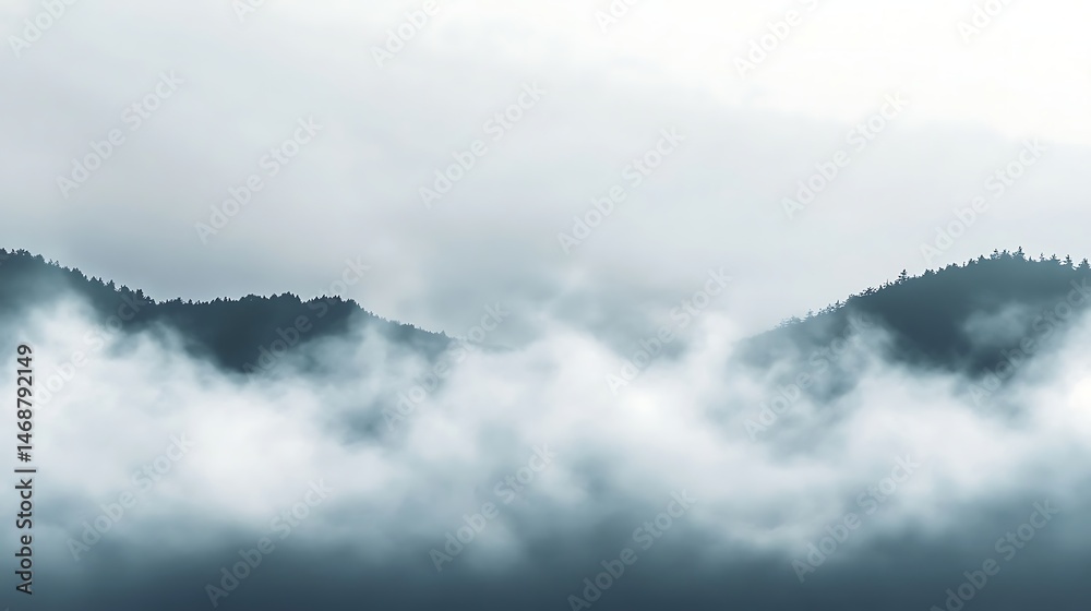 Obraz premium Misty mountain range landscape in soft tones.
