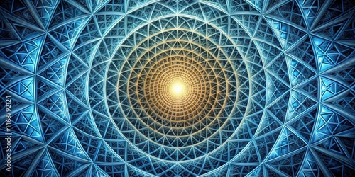 Obraz na płótnie Intricate geometric design featuring interconnected circles and triangles in a mesmerizing vortex pattern , geometric patterns, optical illusion w salonie