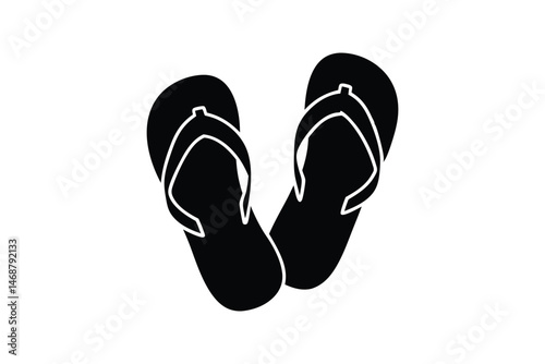 flip flop silhouette vector, black flip flop symbol