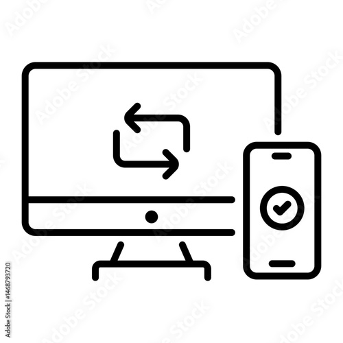 A linear style icon of device synchronization