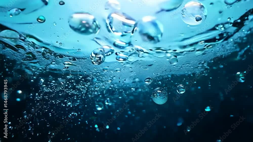 A beautiful underwater scene filled with air bubbles ascending through the deep blue water. 4k Video footage. A beautiful underwater scene filled with air bubbles ascending through the deep blue water. 4k Video footage.