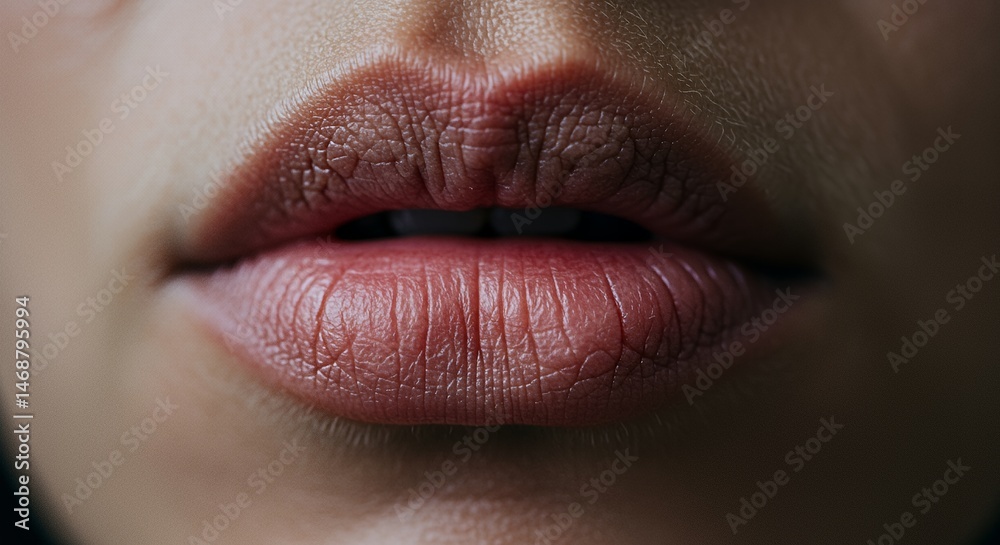 Fototapeta premium Close-up of a Woman's Lips: A Study in Texture and Color