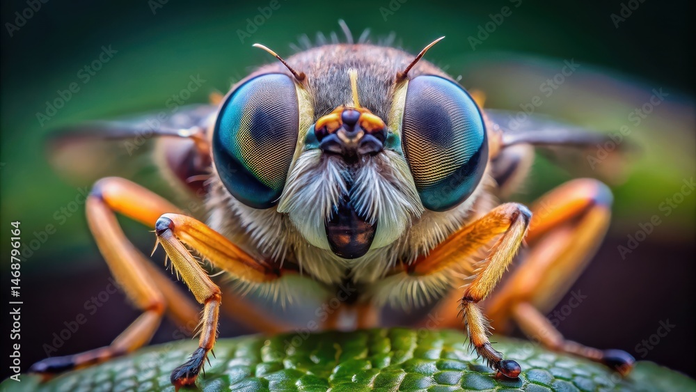 Large pupil eyes with a subtle gaze in focus on a close-up macro photography of a insect, tiny, close-up, tiny