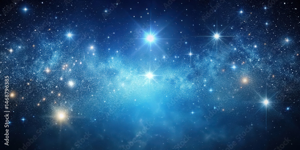 Dark blue background with multiple small white spots and a faint silver glimmer, nebula