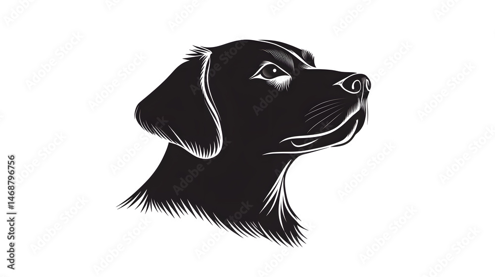 Minimalist Dog Head Silhouette Vector on White Background